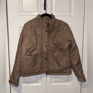 NWOT Fashion Nova Cream Quilted Faux Leather Jacket